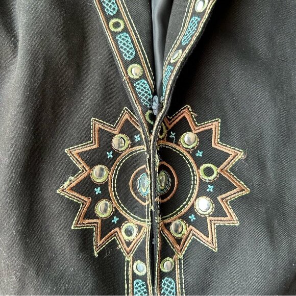 Vintage ANN CARSON Linen Blend Denim Embroidered Sequins  Western Jacket - Picture 9 of 16